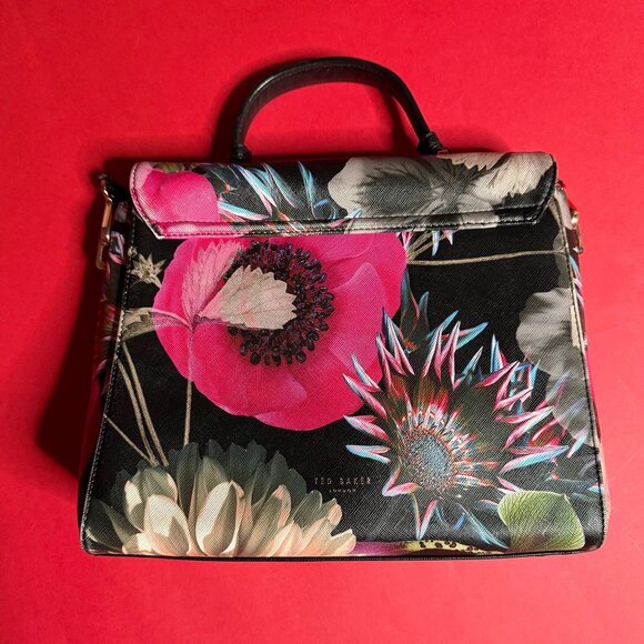 Ted Baker Floral Print Crossbody Bag with Removable Straps and Pink Lining - Picture 6 of 11